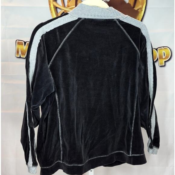 Spa by Chico’s Black and Gray Zip Up Sports Sweater Jacket Size 2 (L) - Picture 2 of 6